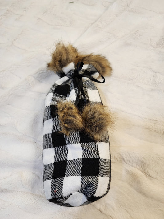 Celebration Plaid Faux Fur Trim Dress